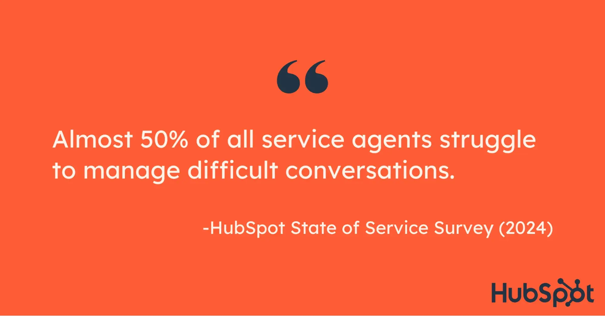 infographic showing that almost 50% of all service agents struggle to manage difficult conversations.