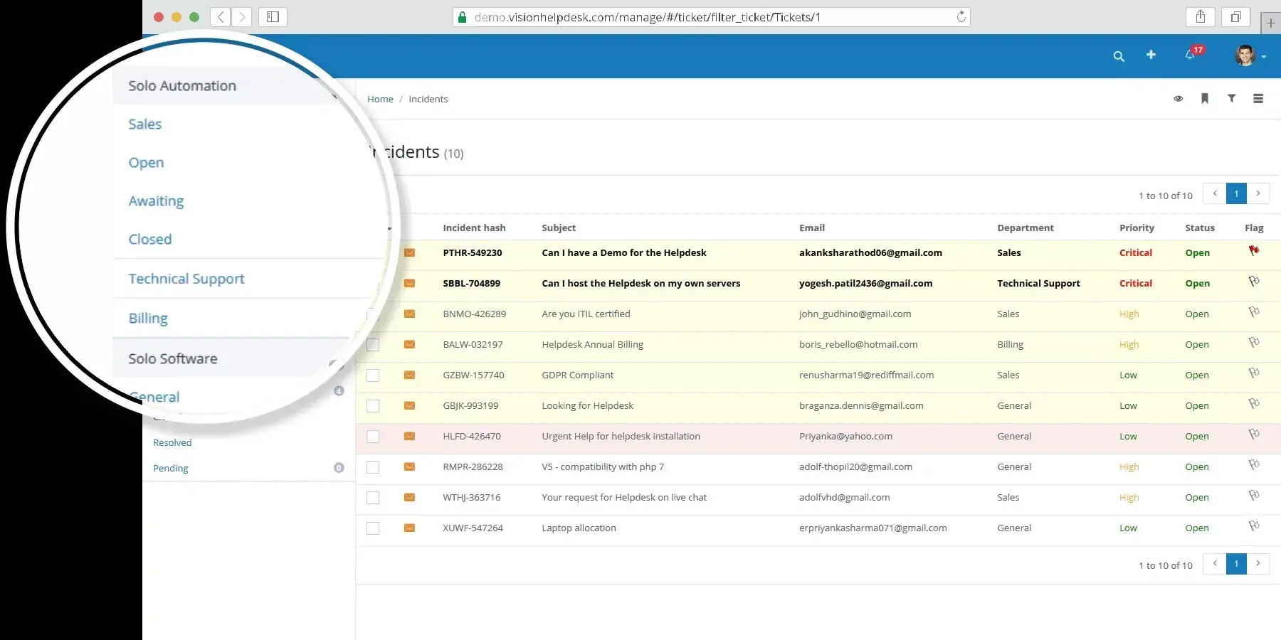 customer service ticketing software, Vision helpdesk