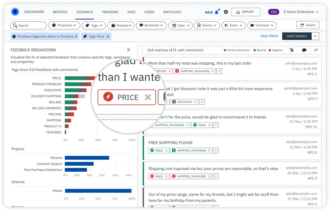 inmoment wootric user interface