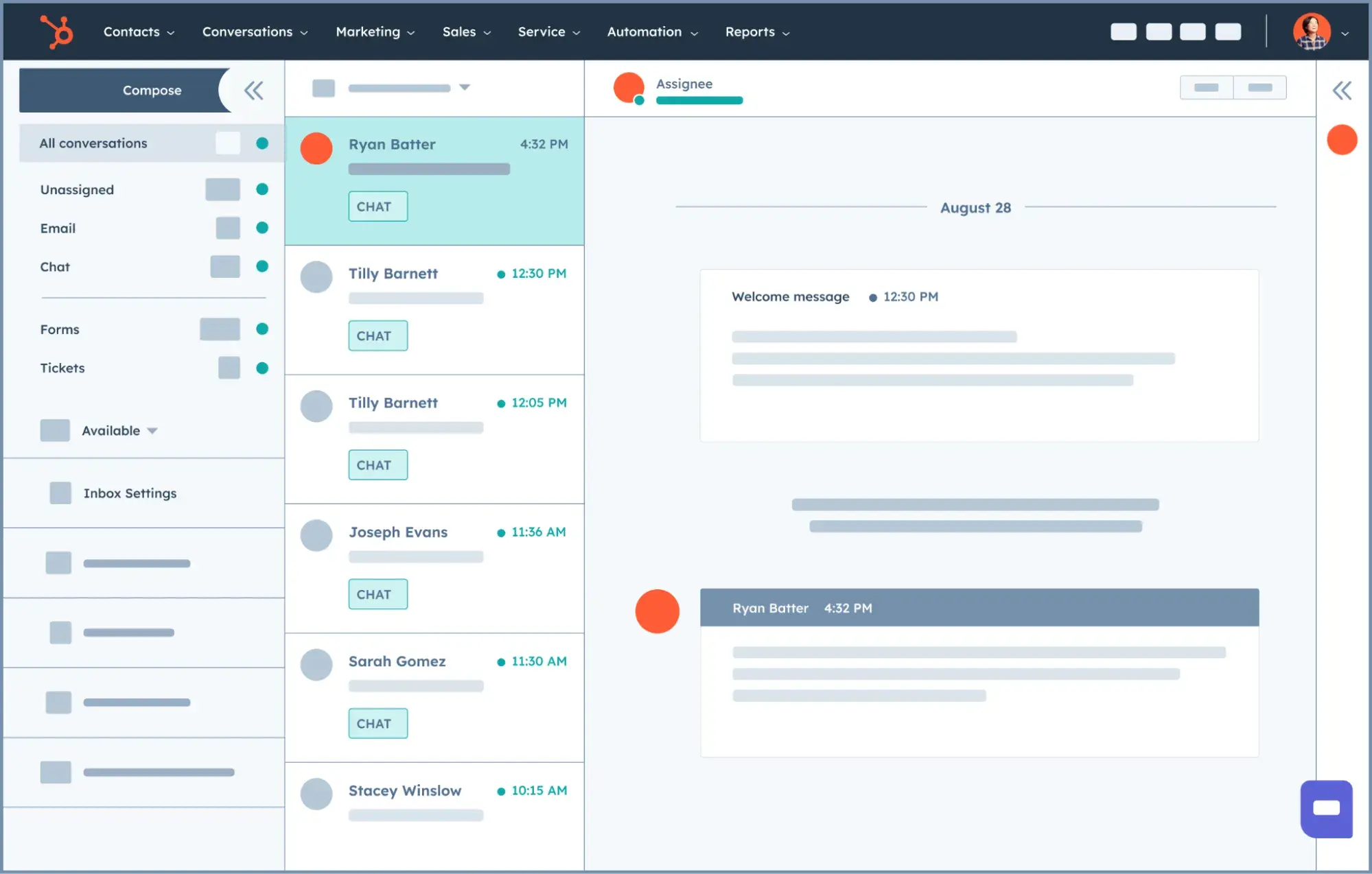 screenshot of HubSpot service hub interface for customer success