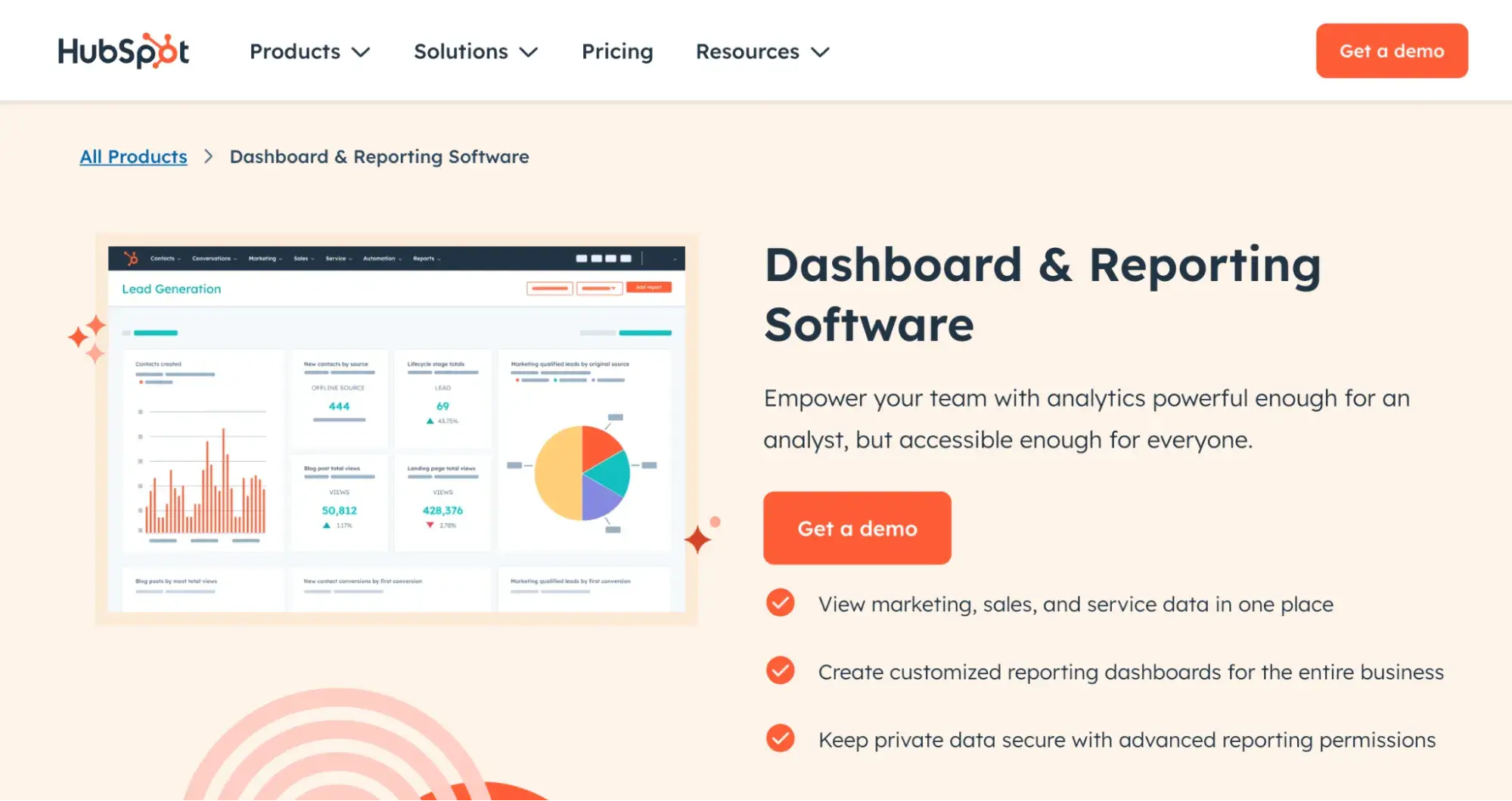 data visualization examples, hubspot dashboard and reporting software