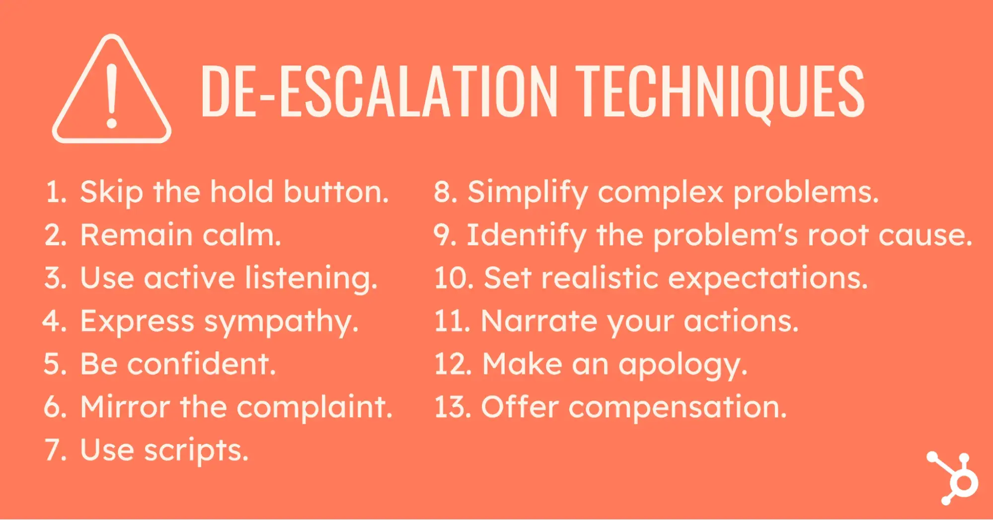 de-escalation techniques list