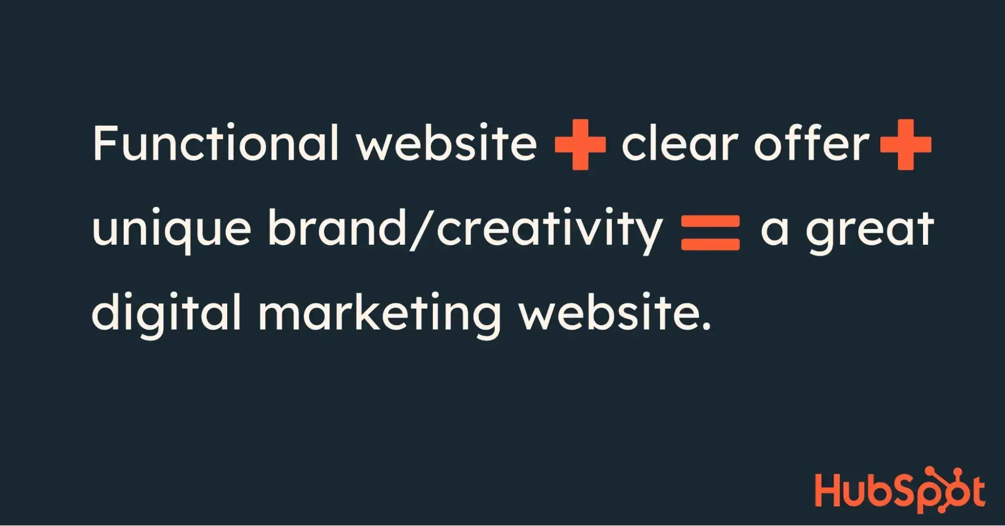 quote: functional website + clear offer + unique brand/creativity = a great digital marketing website.