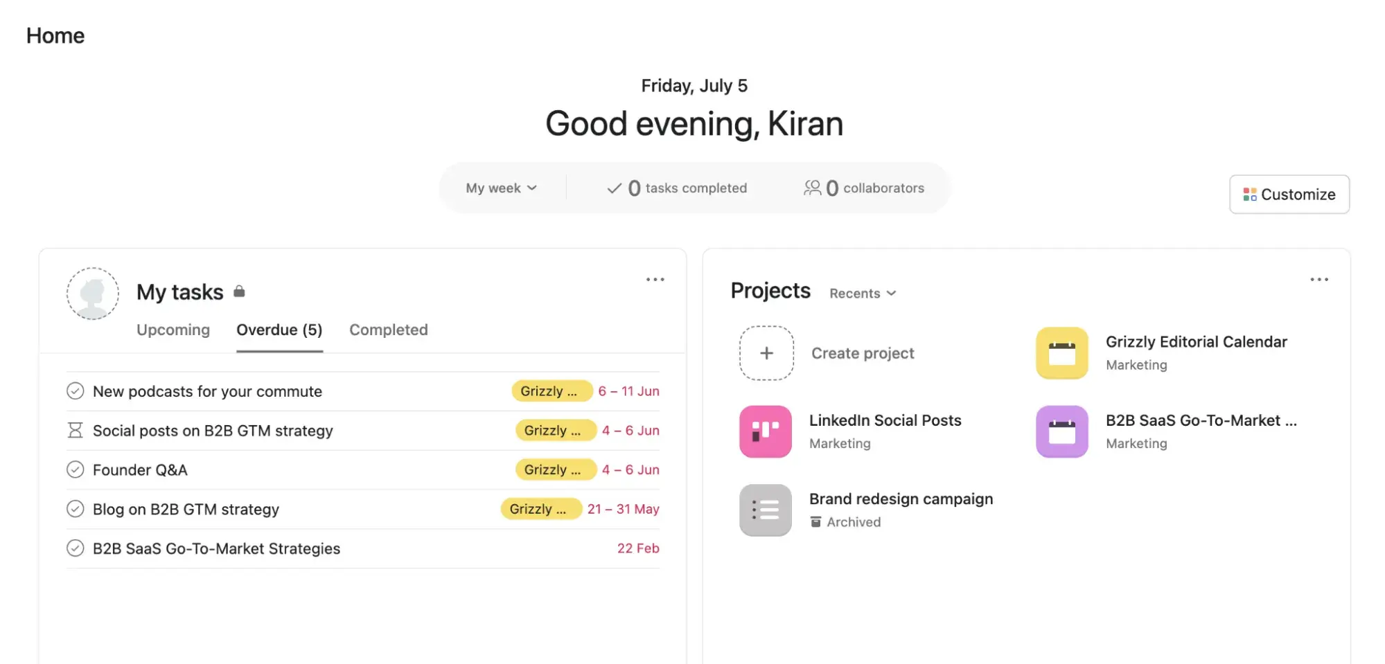 entrepreneurial resources examples, Asana