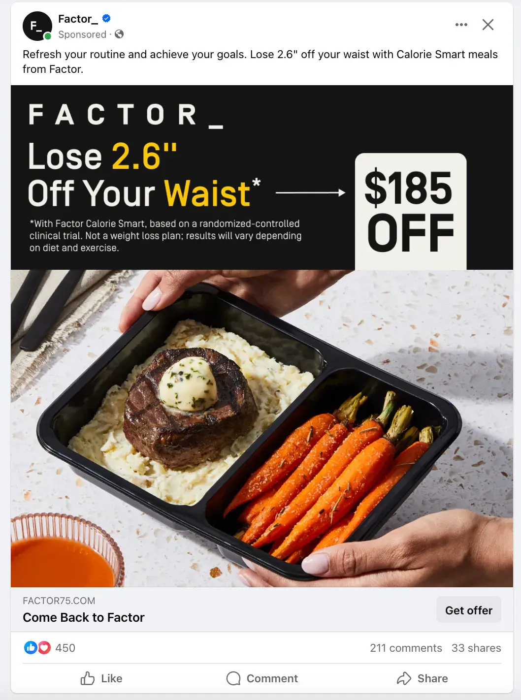 Example of a retargeting Facebook Ad from Factor_