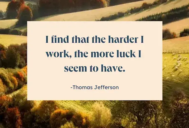 Road to success quote - I find that the harder I work, the more luck I seem to have by Thomas Jefferson