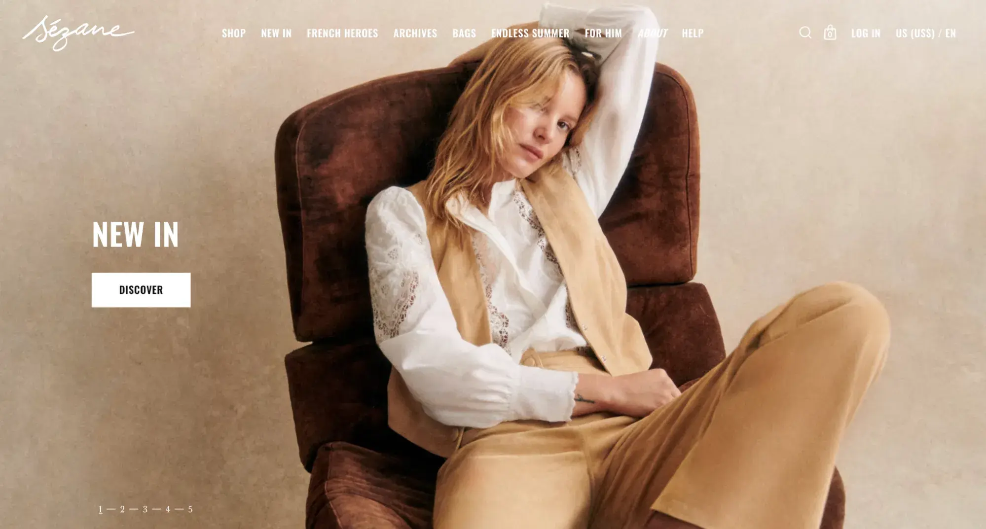 fashion web design example from sezane