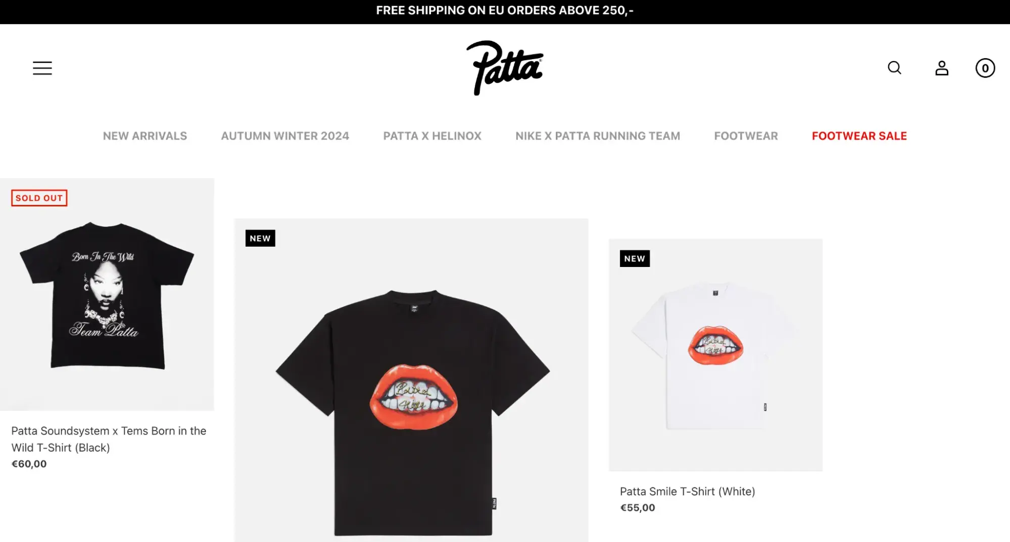 fashion web design example from patta