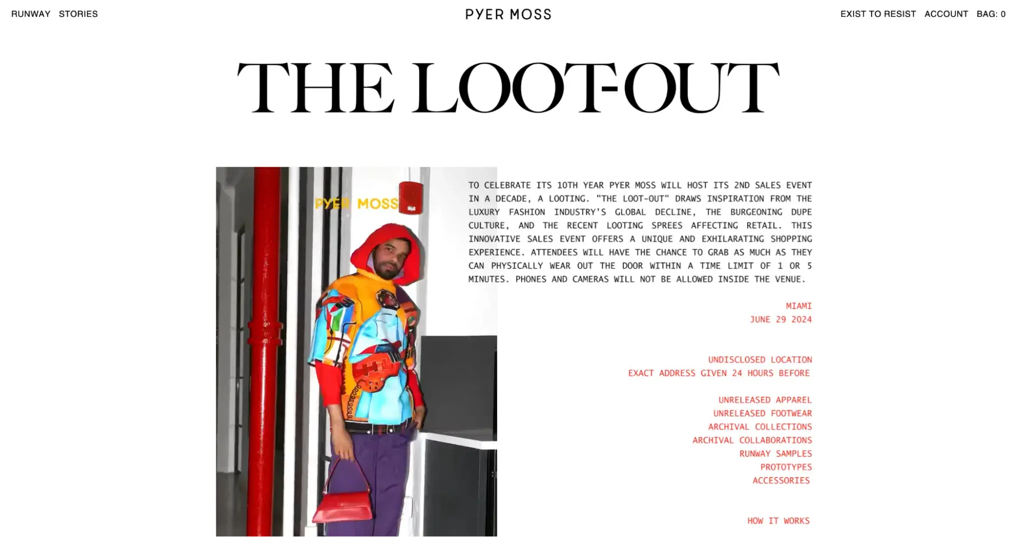 fashion web design example from pyers moss