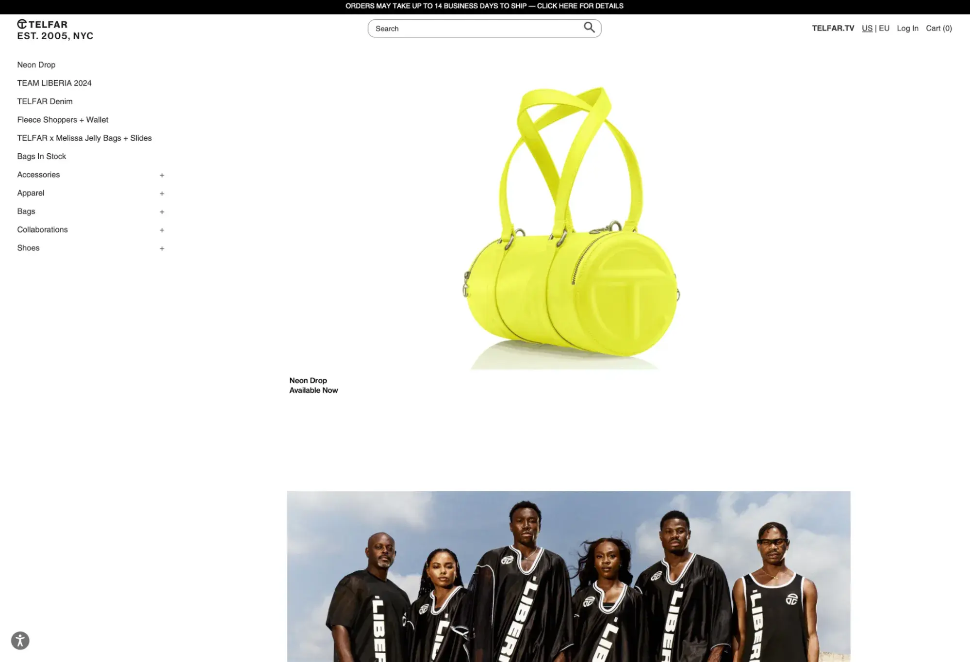 fashion web design example from telfar