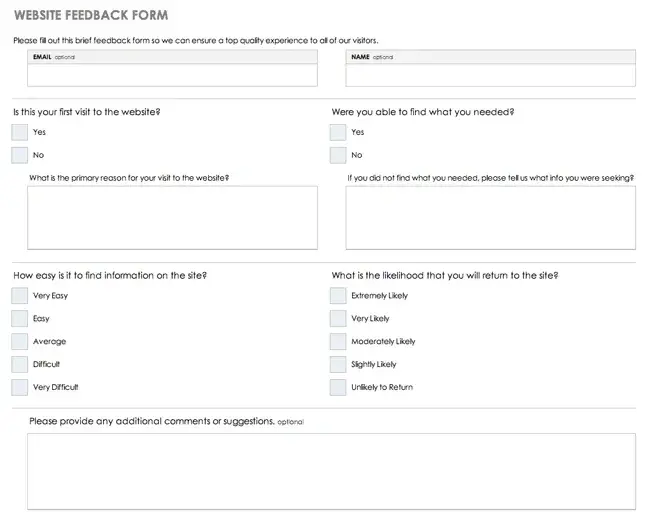 feedback form examples, smartsheet
