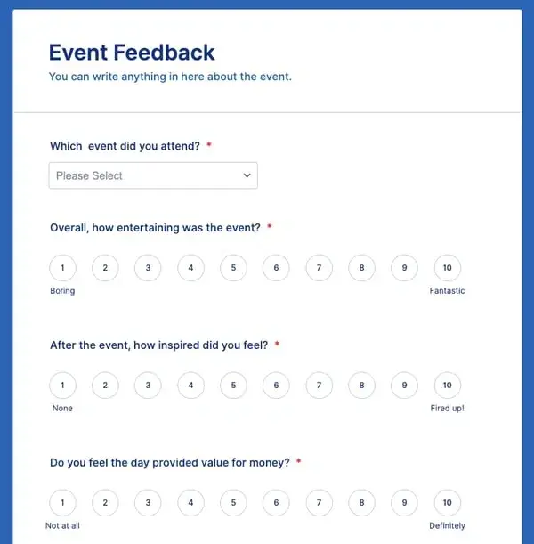 feedback form examples, jotform