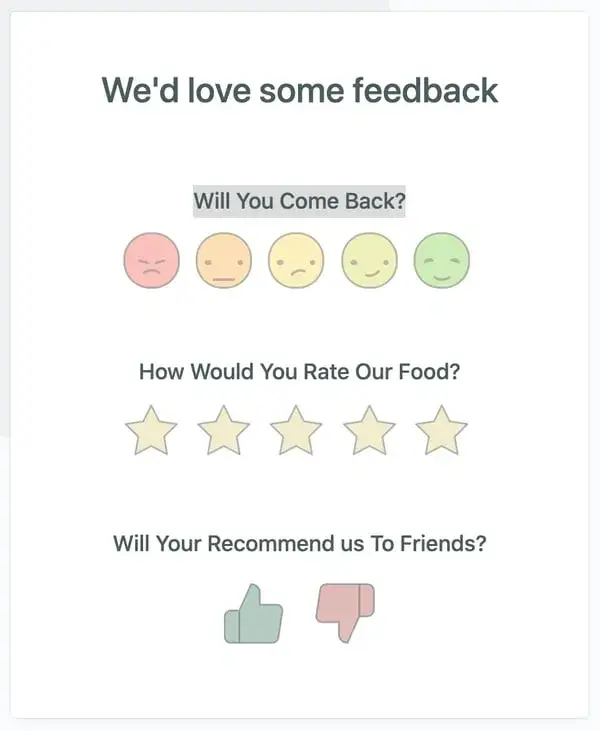 feedback form examples, formcrafts