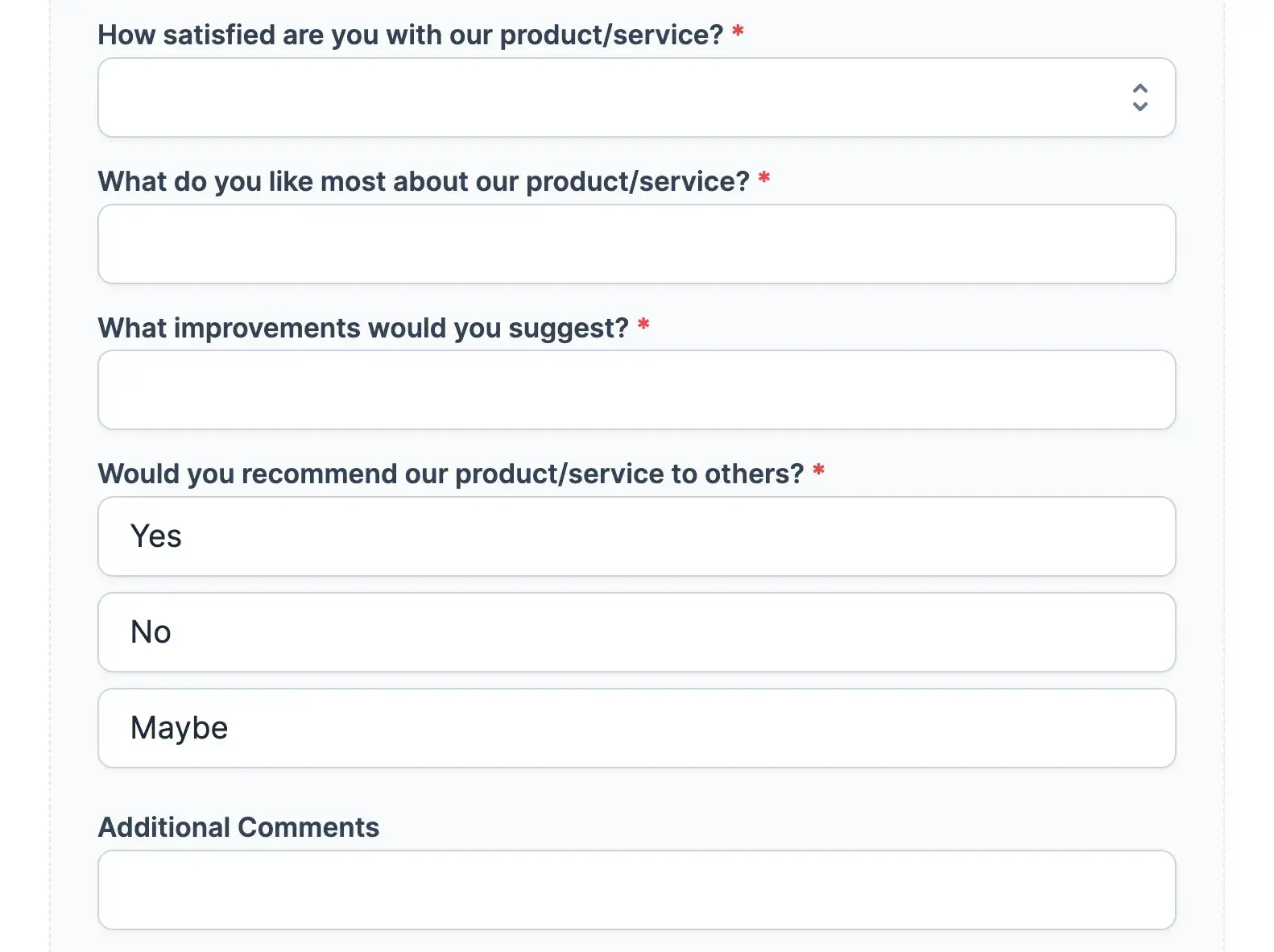 A Notion-powered feedback template from NoteForms