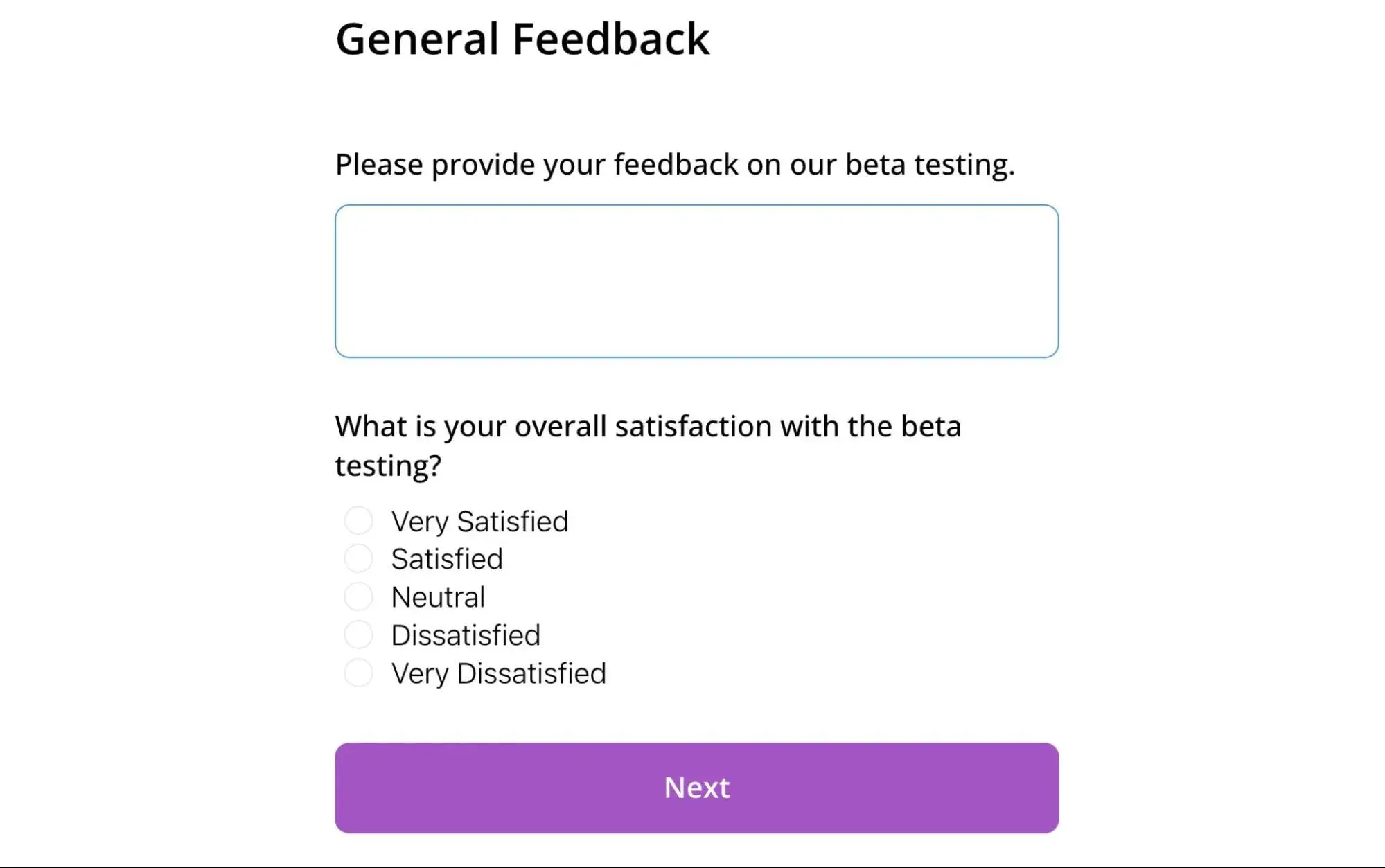 A basic feedback template from Feathery
