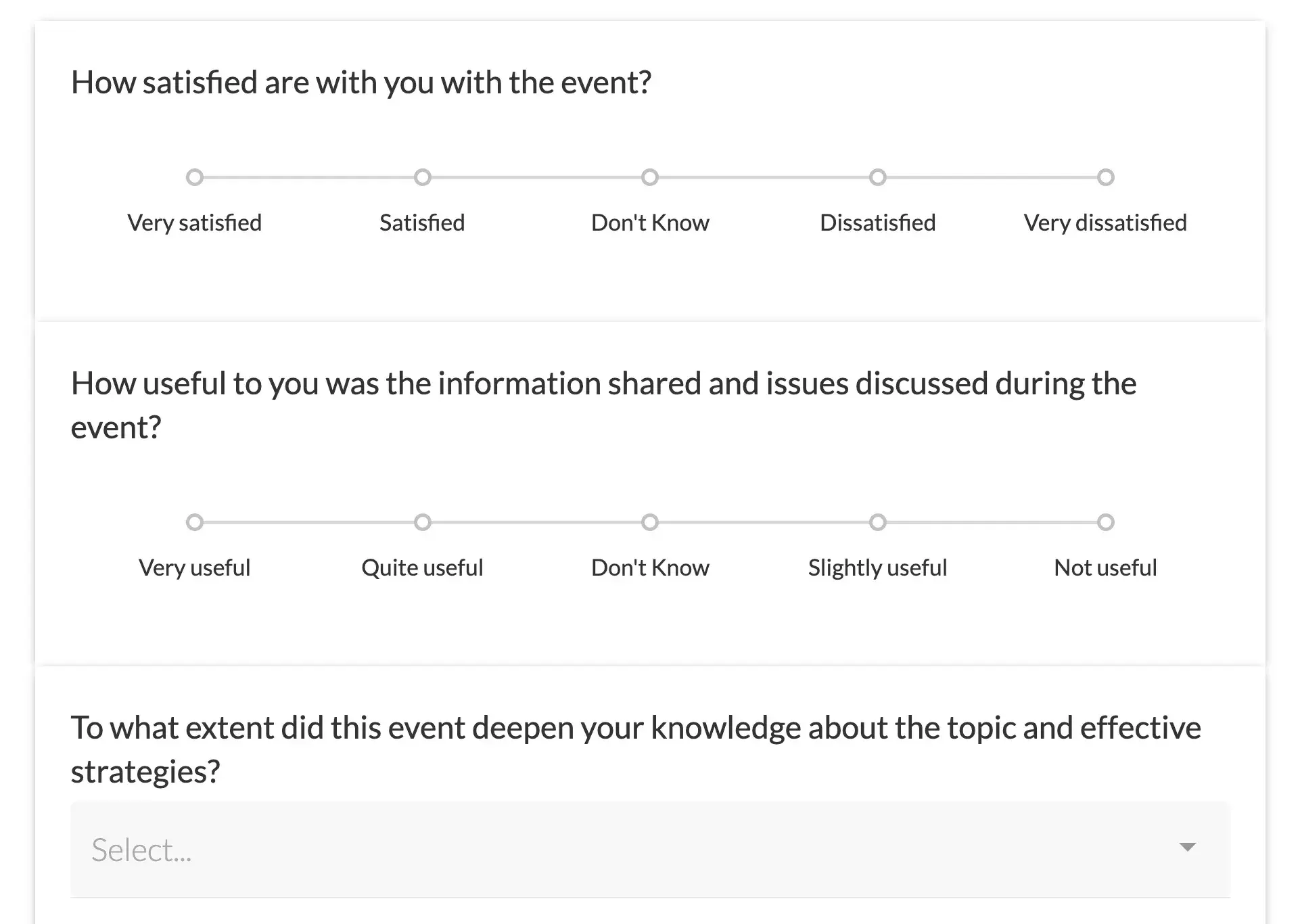 An event feedback template from Paperform