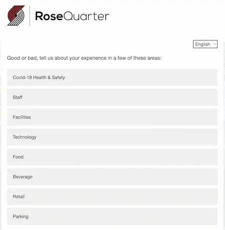 feedback form examples, rose quarter