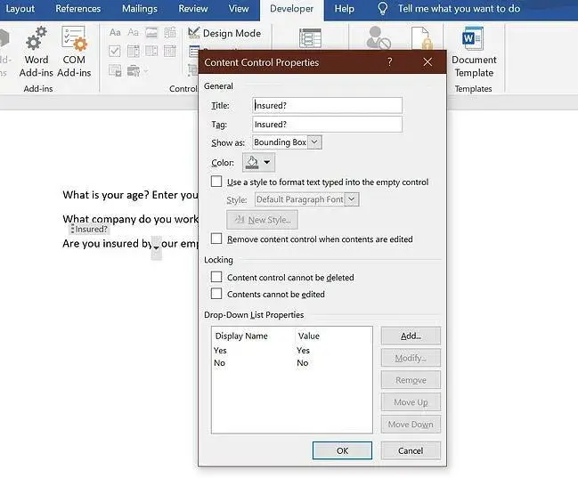 creating a survey, microsoft word