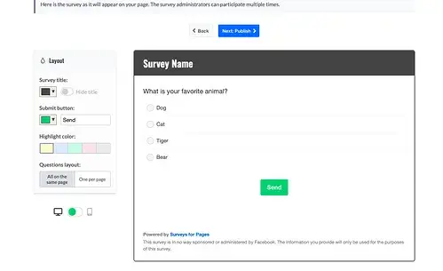 creating a survey, facebook