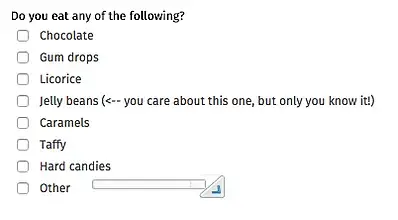 sample survey question, jelly beans