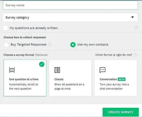 creating a survey, surveymonkey