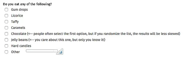 sample survey question, candy