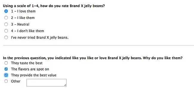 sample survey question, brand