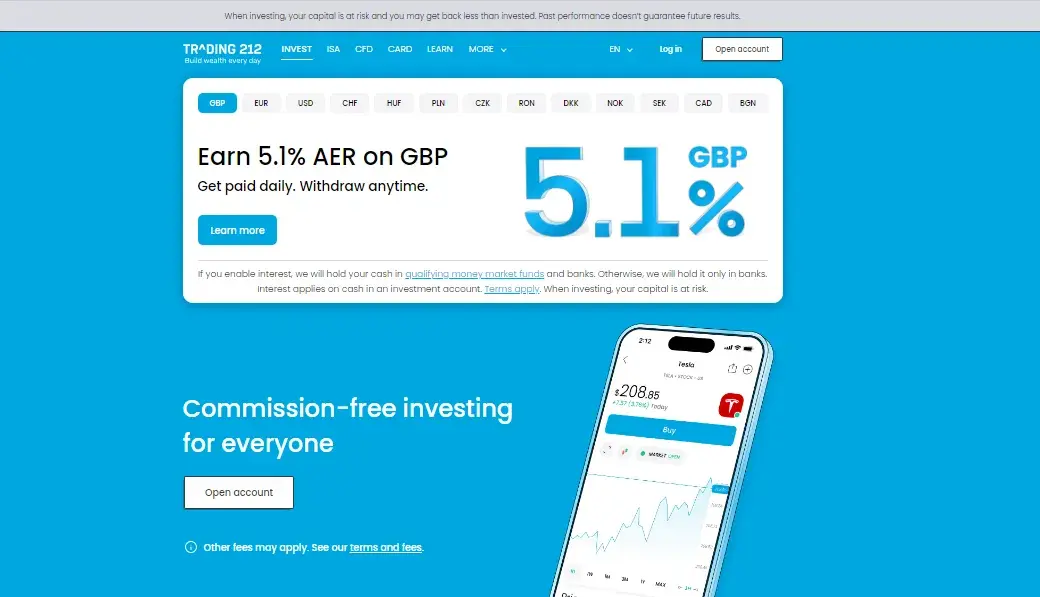 Financial Services Website Design - Trading 212