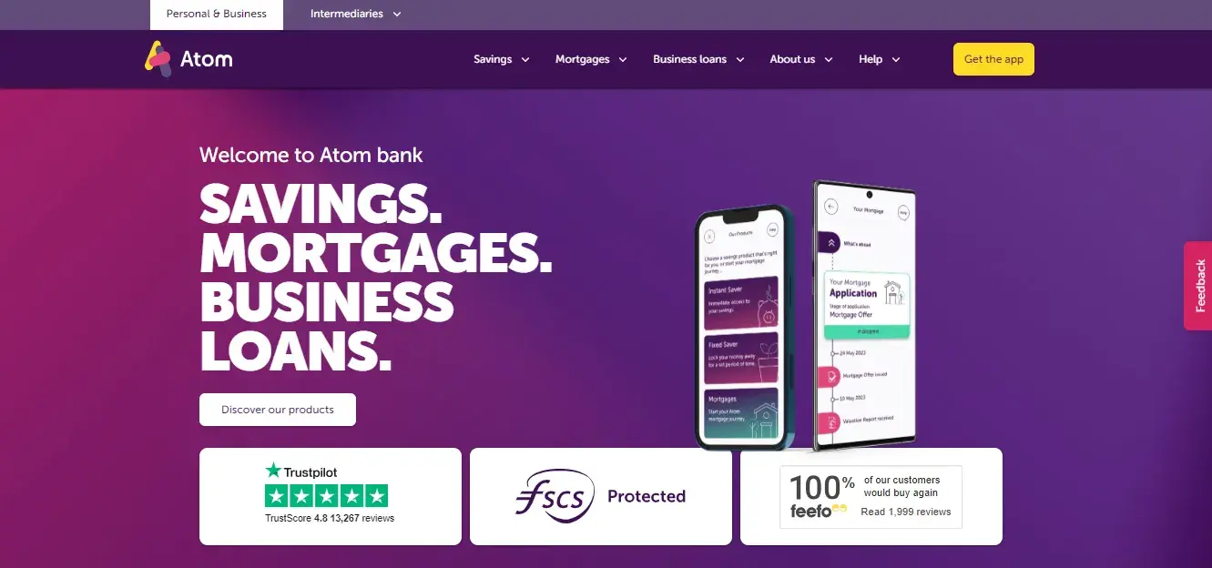 Financial Services Website Design - Atom Bank