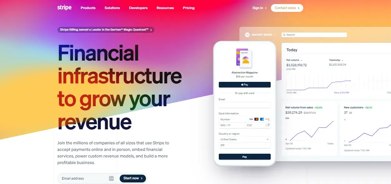 Financial Services Website Design - Stripe