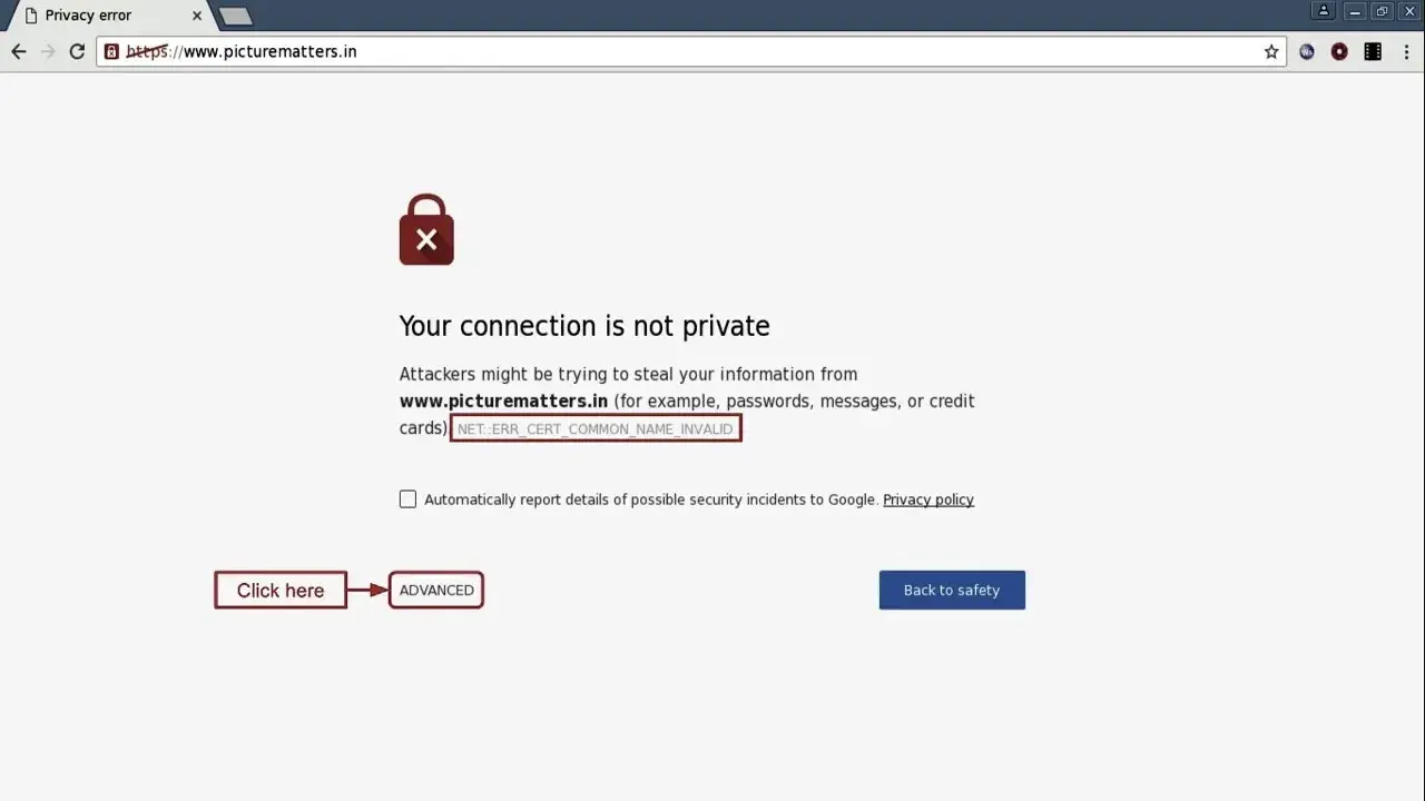 SSL connection error example