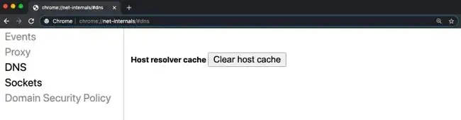 Clear host cache button will flush Google Chrome’s DNS cache