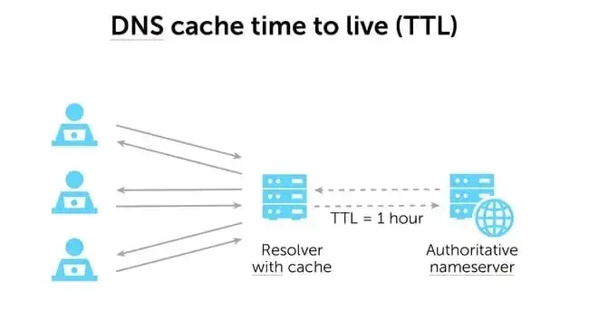 clear dns cache: time to lớn live diagram