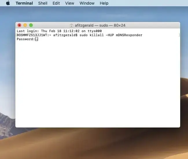 Type in command in Terminal to lớn flush DNS in Mac OS X 10.11-10.15