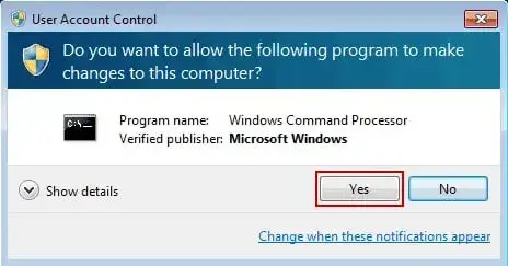 Popup asking to lớn allow command prompt to lớn make changes on site to lớn flush DNS in windows 7