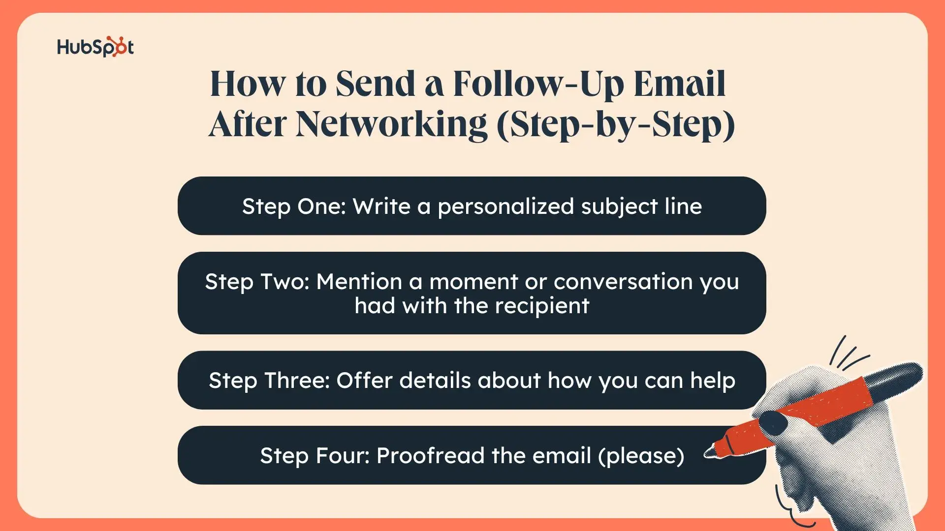 graphic listing how to send a thank you email after meeting step-by-step