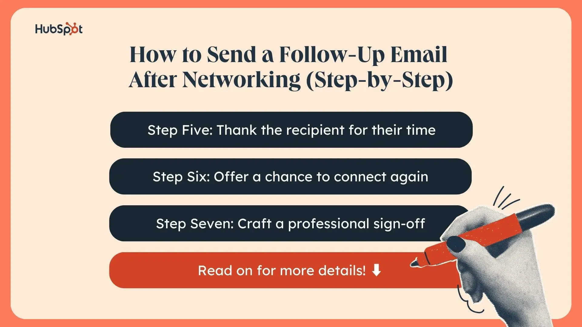 graphic listing how to send a thank you email after meeting step-by-step