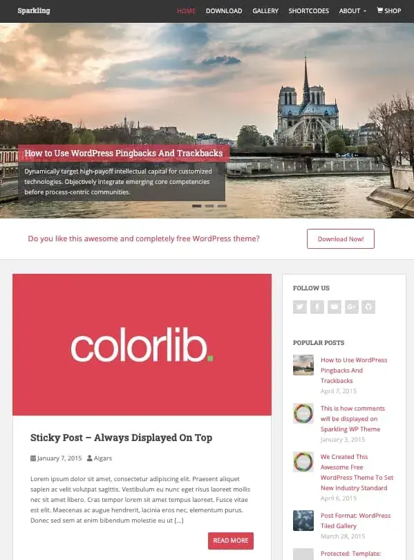 free bootstrap based wordpress theme: sparkling