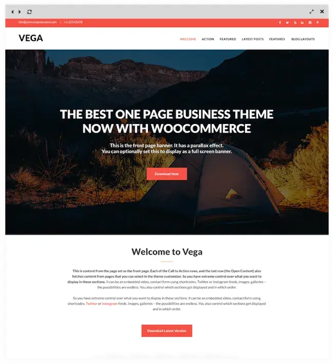 free bootstrap based wordpress theme: vega