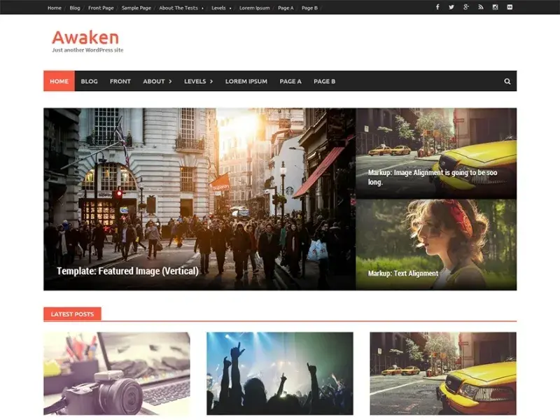 free bootstrap based wordpress theme: awaken