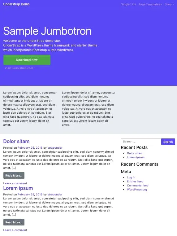 free bootstrap based wordpress theme: understrap