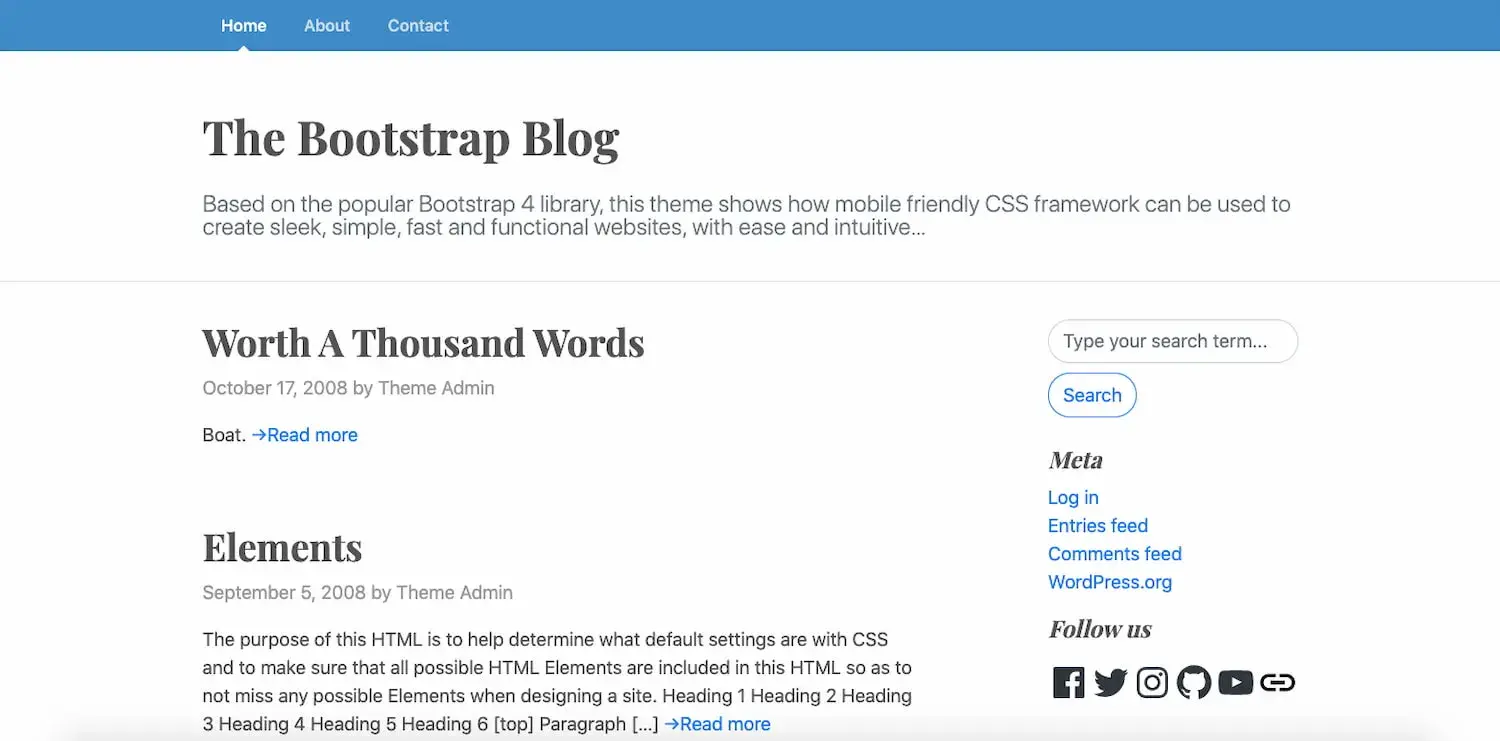 free bootstrap based wordpress theme: the botstrap blog