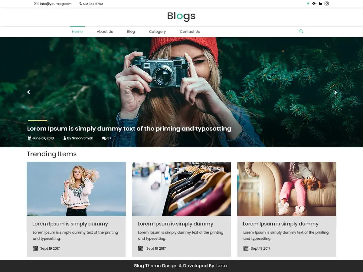 free bootstrap based wordpress theme: lz real blog