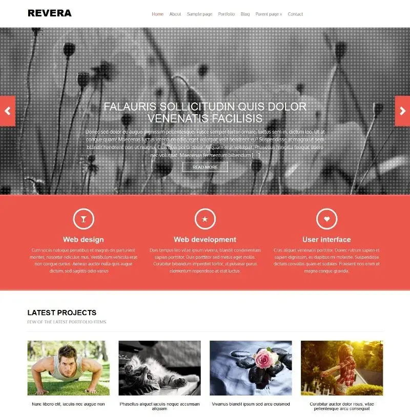 free bootstrap based wordpress theme: revera