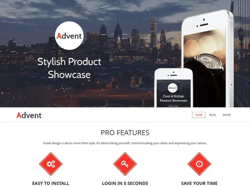 free bootstrap based wordpress theme: advent