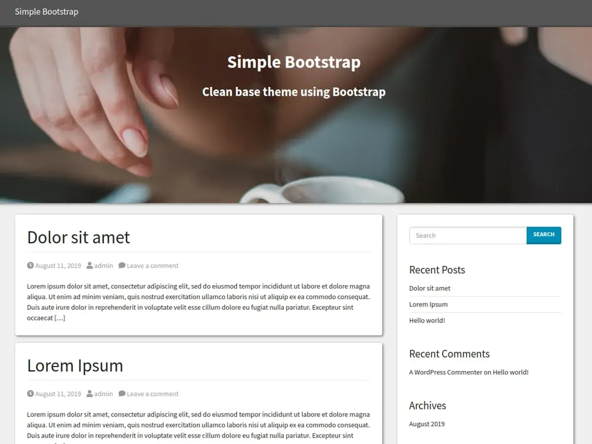 free bootstrap based wordpress theme: simplebootstrap