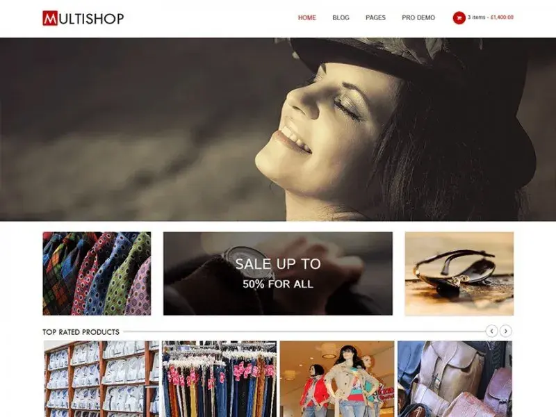 free bootstrap based wordpress theme: multishop