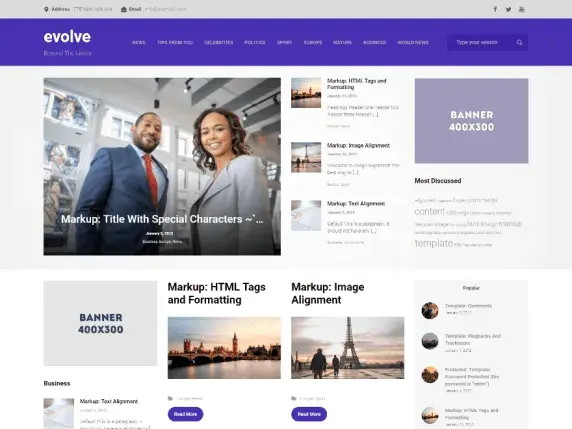 free bootstrap based wordpress theme: evolve