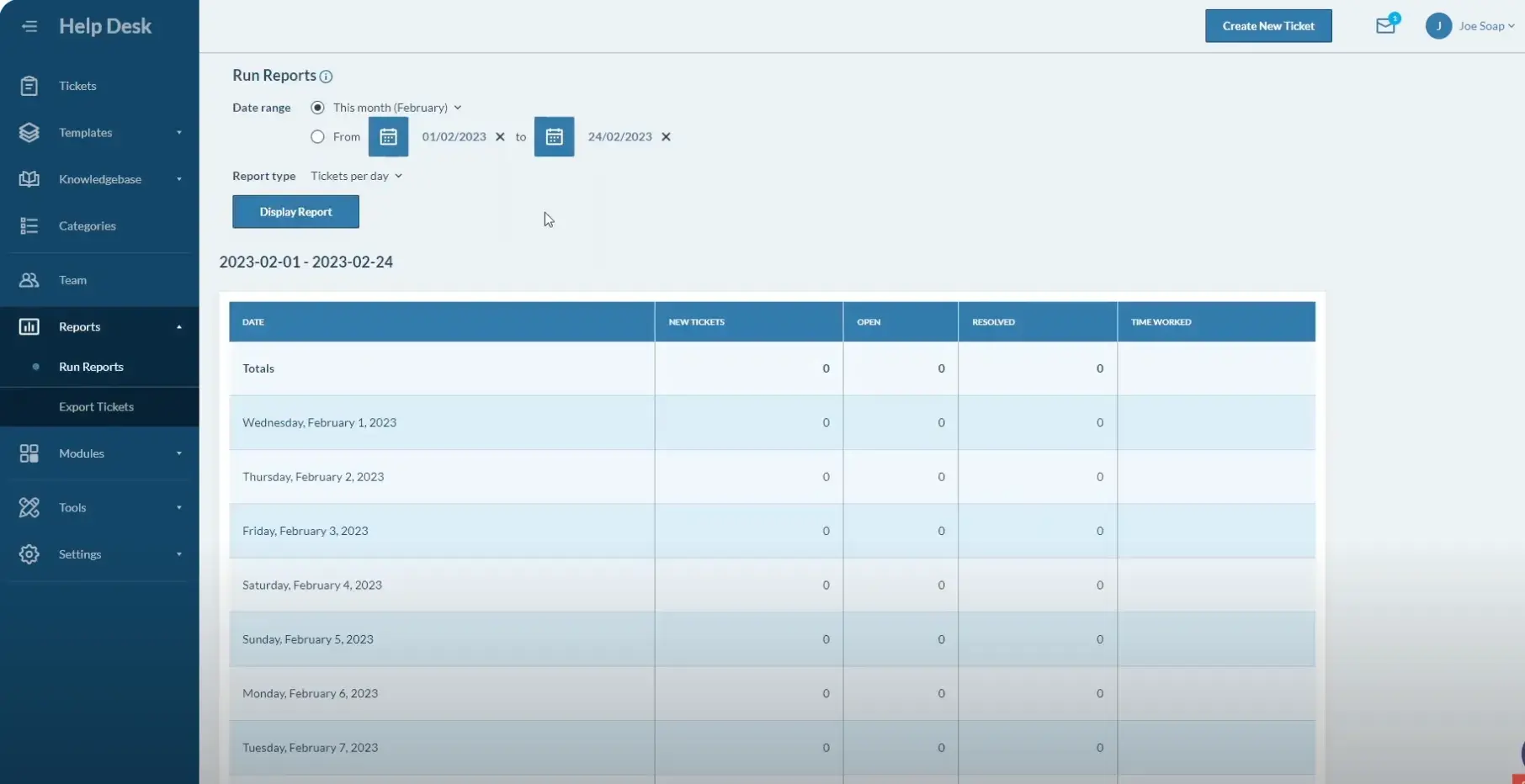 screenshot of hesk support ticketing system