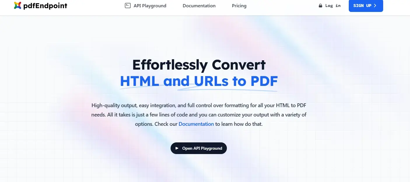 pdf api homepage